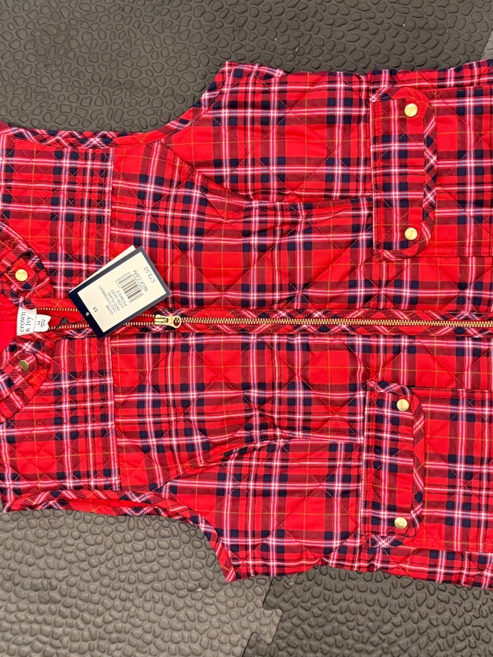 Red Plaid Vest- Poly- Great weight- M- NEW